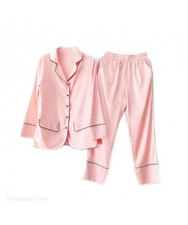 women's spring simulation silk Pajama set female sleepwear