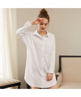 White Sexy nightdress loose long sleeve sleepwear ...