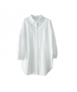 White Sexy nightdress loose long sleeve sleepwear large size cotton Pajama set