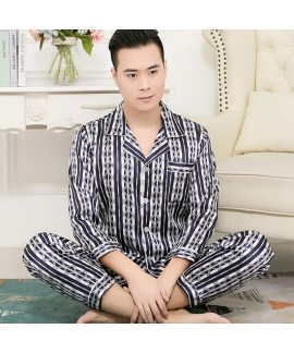 long sleeve ice silk sleepwear for men large size ...