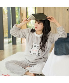 Flannel thick Pajama women's long sleeve warm wome...