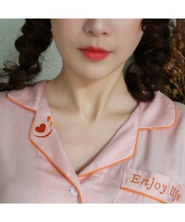 Embroidered short sleeve pajama sets women's summer leisure Women's sleepwear set