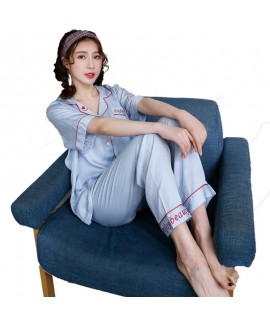 Embroidered short sleeve pajama sets women's summer leisure Women's sleepwear set