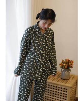 Cotton gauze long sleeve suit household sleepwear women's pajamas