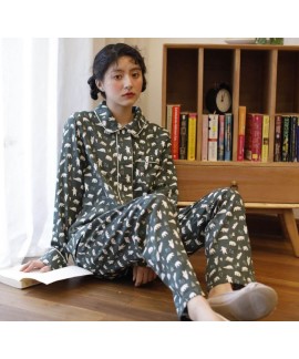 Cotton gauze long sleeve suit household sleepwear women's pajamas
