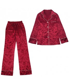 Casual two piece cardigan pajama sets large size ice silk sleepwear sets