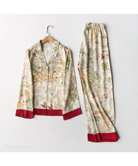 Spring new leisure grass printing pajama set outside wear sleepwear