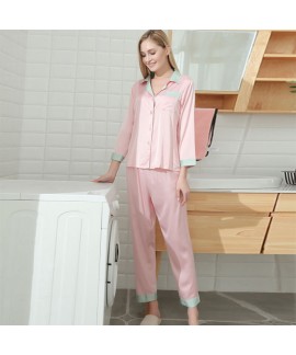 Summer sexy two piece pajama sets large size ice silk sleepwear