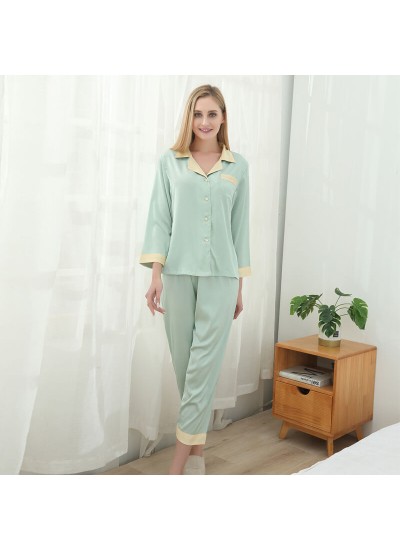 Summer sexy two piece pajama sets large size ice silk sleepwear