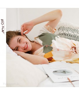 Casual Pajama sets for women V-neck printing short sleeve sleepwear