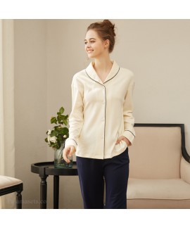 New long sleeve pajamas women's cardigan cotton sleepwear set