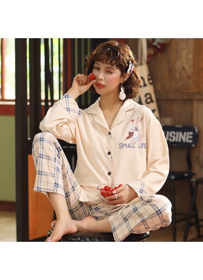 winter carding long sleeved pajamas women two piece set sleepwear