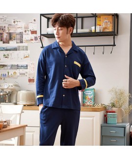 Plus size Mens pajamas in spring and autumn two piece set sleepwear