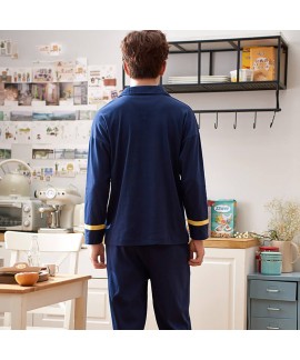 Plus size Mens pajamas in spring and autumn two piece set sleepwear