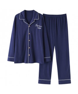 Panda blue spring and autumn youth Mens sleepwear set