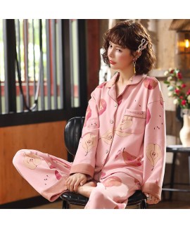 combed cotton pajamas women's cardigan long sleeve...