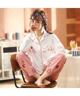 long sleeve pajamas women's casual cardigan sweet ...