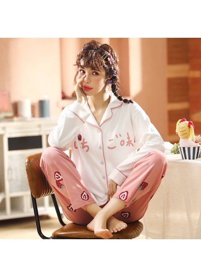 long sleeve pajamas women's casual cardigan sweet and comfortable women's sleepwear