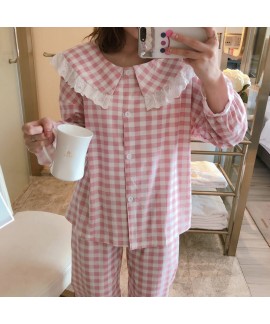 Autumn and winter new long sleeve pajamas women's cardigan Lapel comfortable casual Nightgown