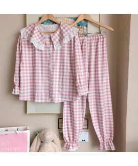 Autumn and winter new long sleeve pajamas women's cardigan Lapel comfortable casual Nightgown