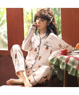 Cotton cardigan long sleeve Pajama suit women's sleepwear couple's home clothes