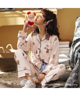 Cotton cardigan long sleeve Pajama suit women's sleepwear couple's home clothes