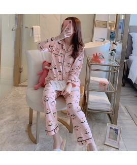 long sleeve cotton pajamas women's cartoon sleepwear set cute two piece pajama sets