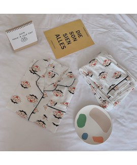 long sleeve cotton pajamas women's cartoon sleepwear set cute two piece pajama sets