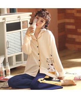 Leisure combed cotton long sleeve cardigan Pajama ...