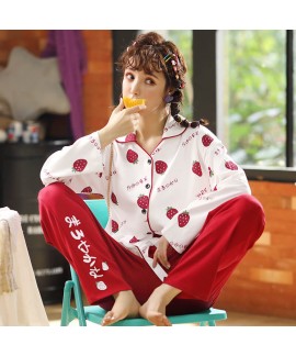 Combed cotton women's sleepwear set comfortable ho...