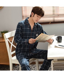 casual loose large size Mens pajamas cotton autumn middle-aged dad sleepwear