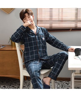 casual loose large size Mens pajamas cotton autumn middle-aged dad sleepwear