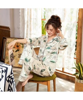 Winter new long sleeve pajamas women's gold velvet sexy cardigan sleepwear