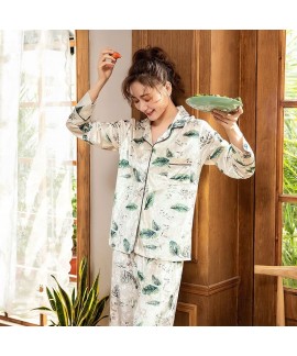 Winter new long sleeve pajamas women's gold velvet sexy cardigan sleepwear