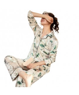 Winter new long sleeve pajamas women's gold velvet sexy cardigan sleepwear