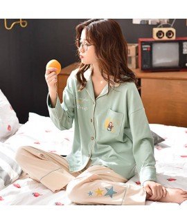 fashion Winter cotton women's pajamas leisure long sleeve sleepwear set