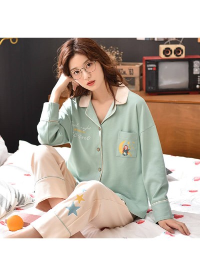 fashion Winter cotton women's pajamas leisure long sleeve sleepwear set