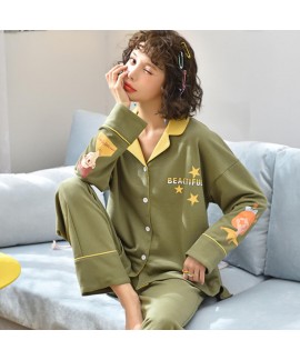 winter V-neck women's pajamas set new pure cotton ...