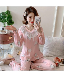 Spring and autumn long sleeve Pajama women's milk silk lace lovely princess wind home clothes