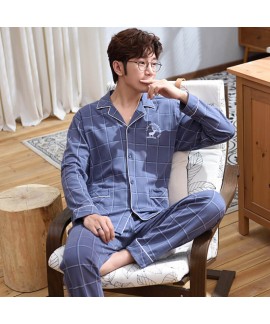 Winter 100 cotton men's casual pajamas sets creati...