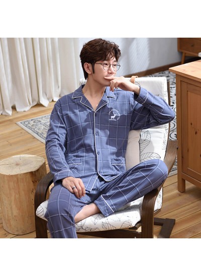 Winter 100 cotton men's casual pajamas sets creative Sleepwear for male