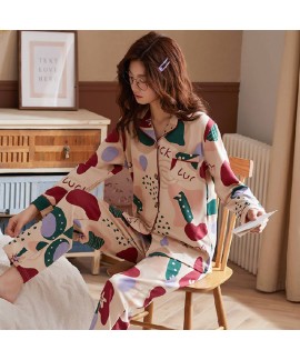 Autumn and winter pajamas women's knitting cotton sweet pure cotton home clothes
