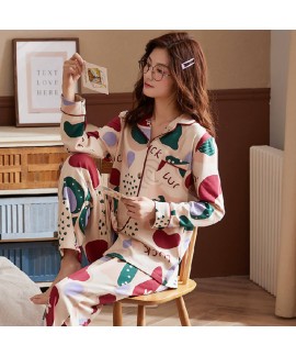 Autumn and winter pajamas women's knitting cotton ...