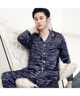 long sleeve Pajamas sets men's ice silk cartoon leisure sleepwear