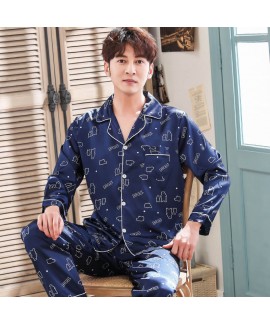 long sleeve Pajamas sets men's ice silk cartoon leisure sleepwear