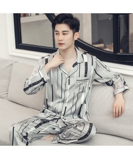 long sleeve Pajamas sets men's ice silk cartoon leisure sleepwear