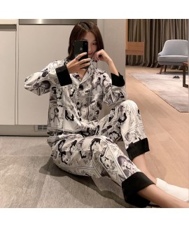 Long sleeve pajama set sweet and lovely student ic...