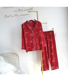 Ice silk pajama set loose skin friendly comfortable satin sleepwear