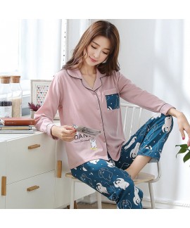 Cotton couple Pajama suit long sleeve cardigan couple home sleepwear sets