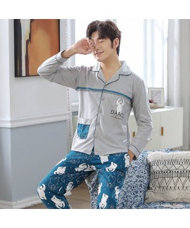 Cotton couple Pajama suit long sleeve cardigan couple home sleepwear sets